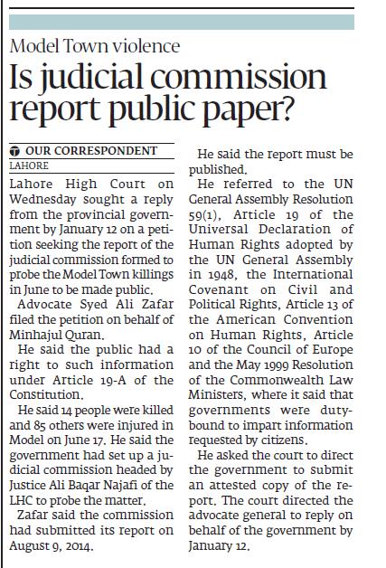 Minhaj-ul-Quran  Print Media CoverageExpress tribune city front